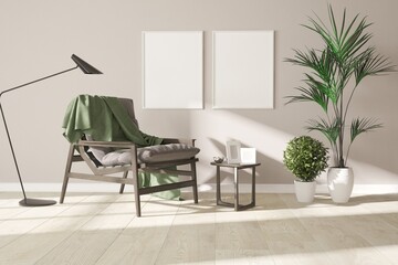 Modern interior design. 3D illustration