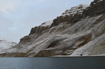 Winter sunset in the ice fjords of the Norwegian Archipelago of Svalbard (Spitsbergen), Norway