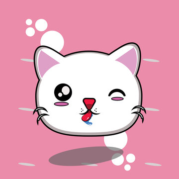 Cute Cat With Blink Eyes. Collection Of Cat Sticker