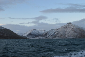 Sunset in the ice fjords of the Norwegian Archipelago of Svalbard (Spitsbergen), Norway