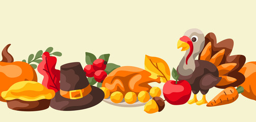 Happy Thanksgiving Day seamless pattern.