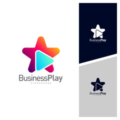 Star Play logo design vector template, Icon play logo concepts