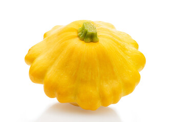 Yellow patty pan on white background