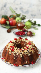 Honey cake with apples and cinnamon for Rosh Hashanah 