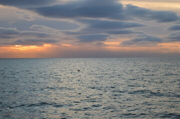 Sunset in the ice fjords of the Norwegian Archipelago of Svalbard, Norway