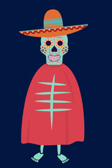 Skull design for Halloween of Day of the dead holiday party