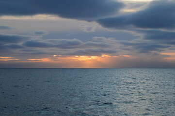 Sunset in the ice fjords of the Norwegian Archipelago of Svalbard, Norway