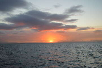 Sunset in the ice fjords of the Norwegian Archipelago of Svalbard, Norway