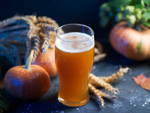 Oktoberfest Beer Seasonal Decoration On A Dark Table