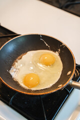 fried egg in a frying pan