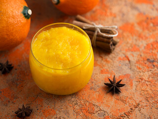 Pumpkin natural homemade jam in a jar