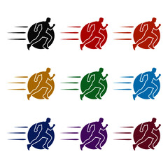 Running man icon, color set