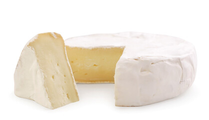 Camembert cheese on a white background. Isolated