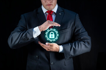 Business and technology man in elegant suit.