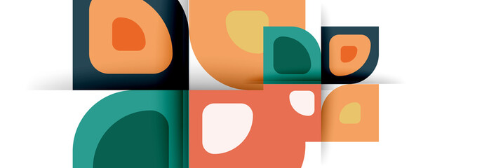 Set of vector modern geometric abstract backgrounds with repeating abstract round shapes patterns and shadow effects