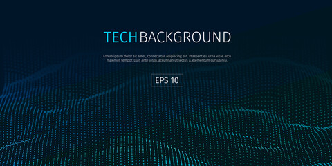 3d abstract digital technology background. Futuristic sci-fi user interface concept with gradient dots and lines. Big data, artificial intelligence, music hud. Blockchain and cryptocurrency. Vector