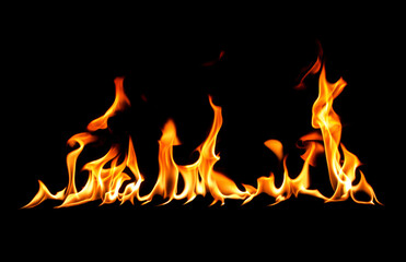 Fire flames abstract on black background.