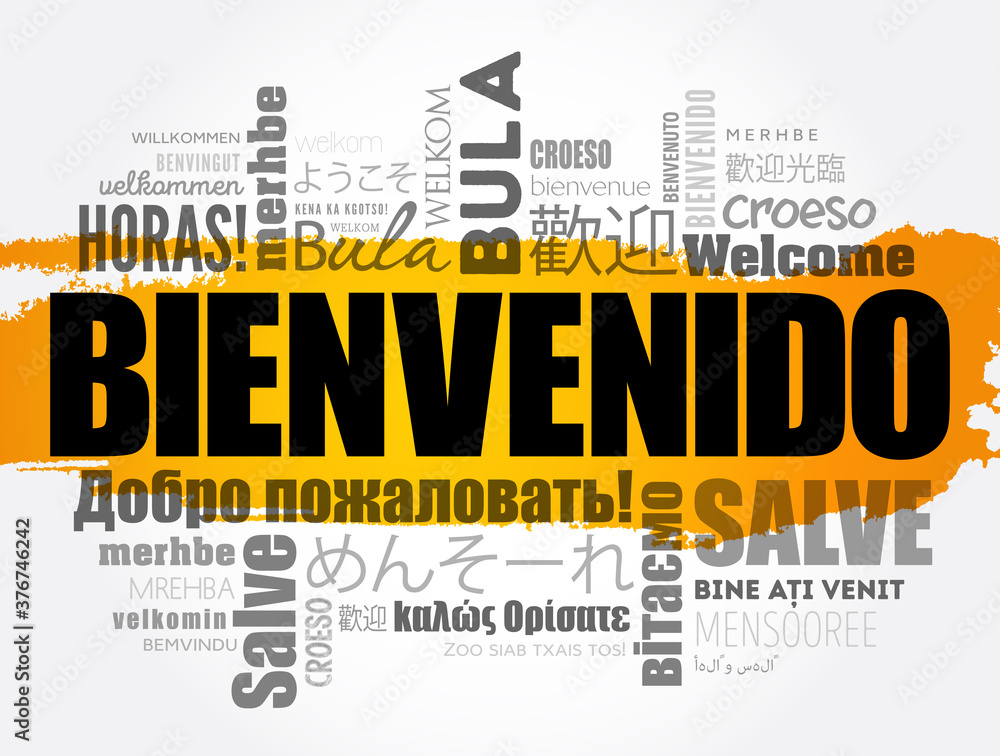 Wall mural bienvenido - welcome in spanish, word cloud in different languages - Wall murals