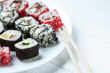 Sushi traditional dish of the Japanese kitchen