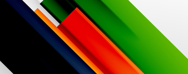 Geometric abstract backgrounds with shadow lines, modern forms, rectangles, squares and fluid gradients. Bright colorful stripes cool backdrops