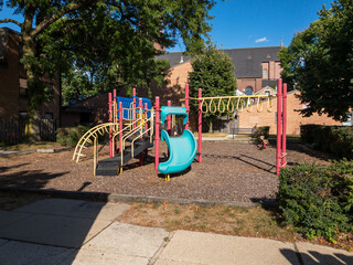 Fototapeta na wymiar colorful empty playground and park