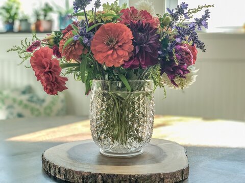 flowers in glass vase