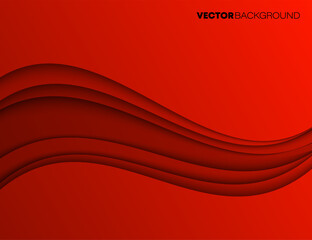 Fashion red poster paper cut wave luxury design background.  illustration vogue drape banner
