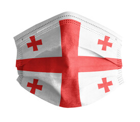 mascarilla para covid con el fondo blanco y la bandera de Georgia 