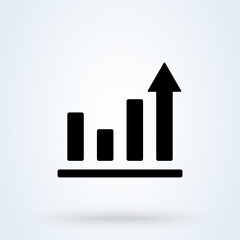 Growing graph or Statistics icon or logo. Bar Chart concept. finance and management vector illustration.