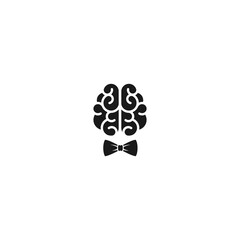 Fototapeta na wymiar Black brain with gentleman bow icon. Intellect, phsychology
