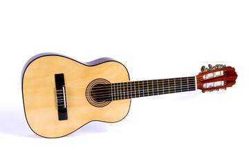 acoustic guitar on white background.