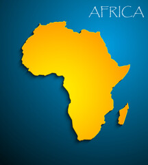 Image of a flat yellow African continent. Illustration