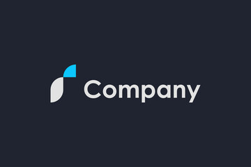 Abstract Initial Letter R Logo. Blue and White Geometric Shape Lowercase Origami Style isolated on Black Background. Usable for Business and Branding Logos. Flat Vector Logo Design Template Element.