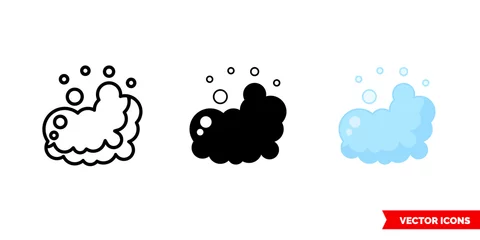 Rolgordijnen Foam icon of 3 types color, black and white, outline. Isolated vector sign symbol. © Dsgnteam