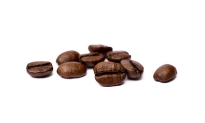 Roasted coffee beans isolated on white background