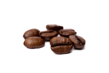 Roasted coffee beans isolated on white background