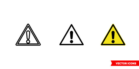 Generic caution icon of 3 types color, black and white, outline. Isolated vector sign symbol.