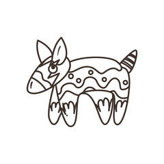 mexican pinata free form line style icon vector design