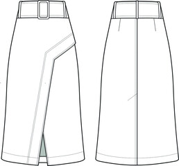 Pencil skirt. Fashion vector sketch