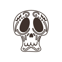 mexican skull free form line style icon vector design