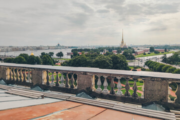 Naklejka premium Rooftop view of the city of Saint Petersburg in Russia. Peter-Pavel's Fortress. 