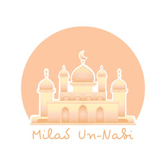 Mosque illustration design for celebration milad un nabi