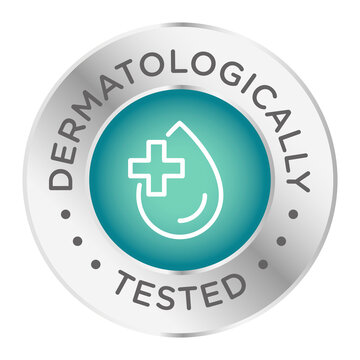 Dermatologically tested round isolated product vector icon logo