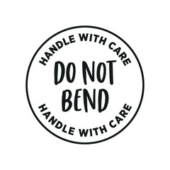 Do Not Bend, Caution, Mailing Label, Shipping Delivery Stamp Vector Illustration Background