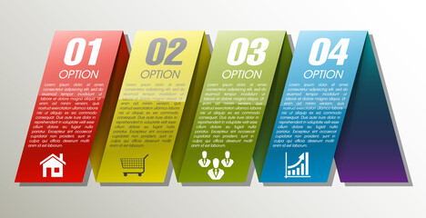 Four frame and text areas in the elevator for a business presentation (info graphics)