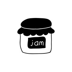 Jam in the glass jar vector illustration. Hand drawn breakfast element icon.