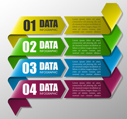 Modern four arrows origami style. Abstract template for background.