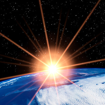 Wonderful sunlight above earth. The elements of this image furnished by NASA.