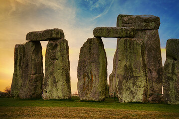 Stonehenge at dusk right after sunset