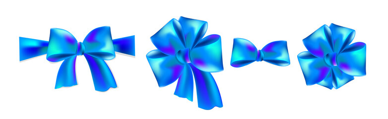 A set of blue bows. Vector illustration